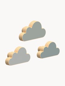 Set di 3 ganci da parete in legno di faggio fatti a mano Cloud