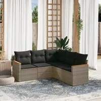 Set Divano da Giardino 5 pz con Cuscini Grigio in Polyrattancod mxl 89061