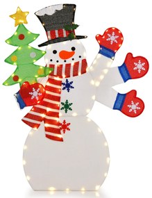 Costway Pupazzo di neve illuminato con mano che saluta e 140 luci LED calde, Decorazione natalizia da interno esterno 123cm