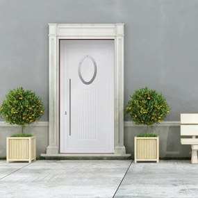 Portoncino d'ingresso Modern1 L 90 x H 210 cm in alluminio bianco, apertura spingere a destra