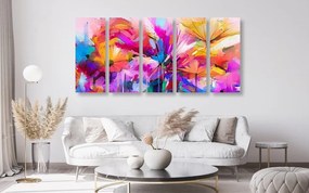 Quadri 5 pezzi – Fiori colorati astratti