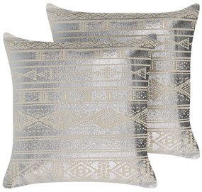 Set di 2 cuscini decorativi cotone argento 50 x 50 cm OUJDA Beliani