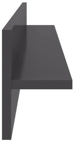 Mensole a muro 4 pz grigio lucido 80x11,5x18 cm in truciolato