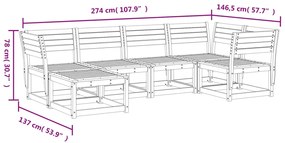 Set Divani da Giardino 6 pz in Legno Massello di Pino