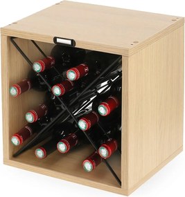 Portabottiglie in frassino di colore naturale numero di bottiglie 12 36,5x36x29 cm Macon - Compactor