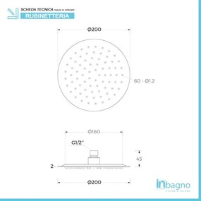 Soffione doccia slim tondo diametro 20 cm in acciaio cromato