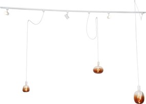Sistema a binario monofase con 3 faretti e lampade a sospensione bianco - Cavalux Jeana