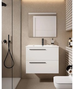 Mobile da bagno sotto lavabo Mia bianco laccato opaco L 70 x H 55 x P 39.5 cm 2 cassetti, lavabo posizionabile centralmente non incluso