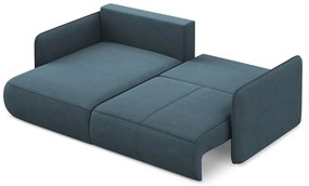 Divano angolare blu allungabile/con contenitore (con penisola a sinistra) Nanea – Makamii