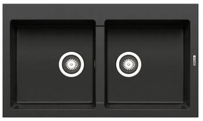 Lavello integrato 2 vasche PYRAMIS Athlos granito L 50 x L 86 cm nero
