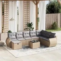 Set Divano da Giardino 9 pz con Cuscini Beige Misto Polyrattan 3264215