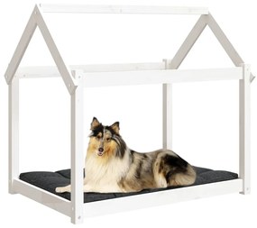 Cuccia per cani bianca 101x70x90 cm in legno massello di pino