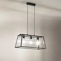 Lampadario In Metallo Industrial Teca Nero 3 Luci E27