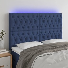 Testiera A Led Blu 160x7x118/128 Cm İn Tessuto /