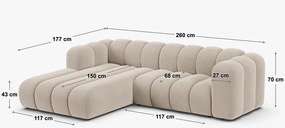 Divano angolare color mattone (con penisola a destra/con chaise lounge) con rivestimento in ciniglia Lupine – Micadoni