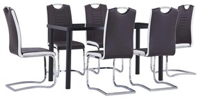 Set Sala Da Pranzo 7 Pz İn Similpelle Marrone /
