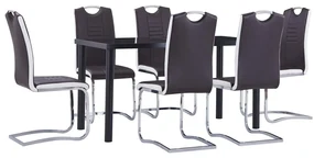 Set Sala Da Pranzo 7 Pz İn Similpelle Marrone /