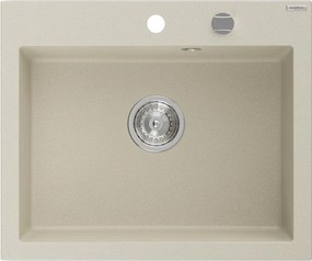 Mexen Elix lavello in granito a 1 vasca 600 x 500 mm, beige, sifone cromato - 6525601005-69