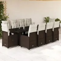 Set Bistr da Giardino 11 pz con Cuscini in Polyrattan Marrone 3277298