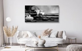 Quadro su tela – Natura morta Feng Shui in bianco e nero