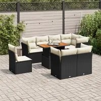 Set Divani da Giardino 9 pz con Cuscini Nero in Polyrattan 3326940