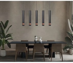 LED Lampadario a sospensione con filo TUBA 5xGU10/6,5W/230V nero/rame