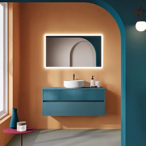 Mobile da bagno sotto lavabo Niwa blu pacifico con frontale vetro blu pacifico L 120 x H 52 x P 46 cm, lavabo non incluso