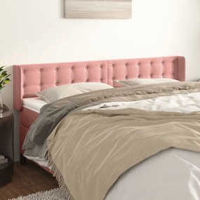 Testiera Ad Orecchio Rosa 203x16x78/88 Cm İn Velluto /