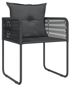 Set da pranzo per giardino 9 pz con cuscini nero