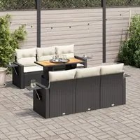 Set Divani da Giardino con Cuscini 7pz Nero Polyrattan 3327108