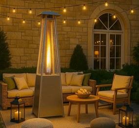 Stufa a Fungo a Gas Max 13kW Fiamma Viva Verticale 52x52x227 cm Pyramid Acciaio...
