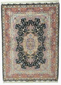 Tabriz Tappeto persiano 210 x 150 Nero (Iran) Annodato A Mano