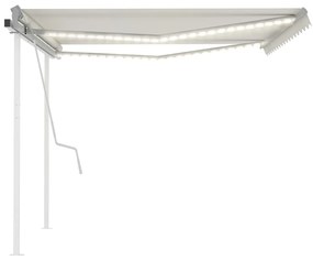 Tenda da Sole Retrattile Manuale con LED 4x3,5 m Crema