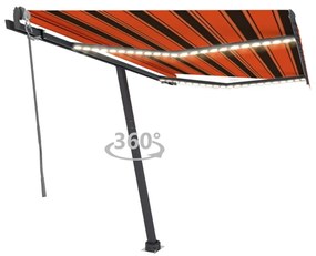 Tenda Automatica Sensore Vento E Led 300x250 Cm Arancio Marrone /