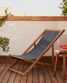 Kave Home - Amaca pieghevole da esterno Adredna nera in legno massello di acacia FSC 100%