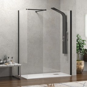 Kamalu - Box doccia 90x170 walkin profilo nero | KW2000B