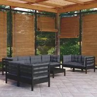 Set Divani da Giardino 9 pz con Cuscini Legno Massello di Pino 3096278