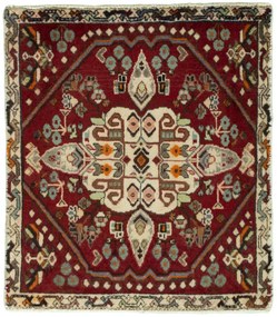 Shiraz Tappeto 60x60 Rosso (Iran) Annodato A Mano