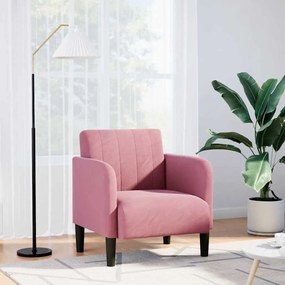 Divano Sedia Con Braccioli Rosa 54 Cm İn Velluto /
