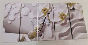 Quadri 5 pezzi – Orchidea su sfondo astratto