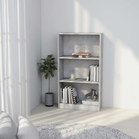 Libreria a 3 ripiani cemento 60x24x109 cm in legno multistrato