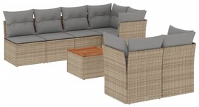 Set divano da giardino 6 pz con cuscini beige misto polyrattan