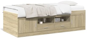 Divano letto con cassetti rovere sonoma 90x190 cm multistrato