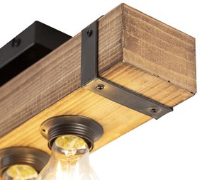 Lampada da soffitto industriale intelligente in legno e acciaio con 4 WiFi A60 - Reena