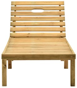 Lettino da giardino con cuscino beige legno pino impregnato