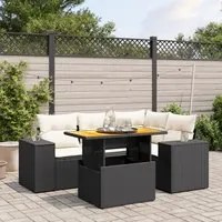 Set Divani da Giardino 5 pz con Cuscini in Polyrattan Nero 3272617