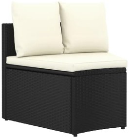 Set Divani da Giardino 7 pz con Cuscini in Polyrattan Nero