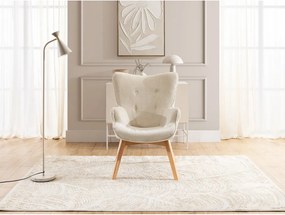 Poltrona beige con rivestimento in velluto a coste Niko – Ropez