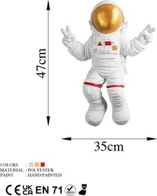 Decorazione da muro 47x35 cm astronaut oro