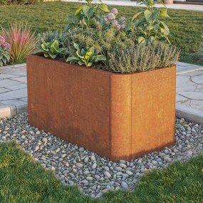PRIMEYARD 80 x 40 x 40 cm Orto rialzato, acciaio corten, look ruggine, con base forata inclusa - (GFPV01063)